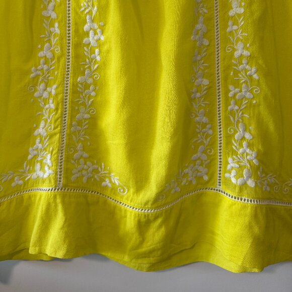 Moulinette Soeurs (Anthropologie) lemon yellow embroidered peasant top / sz 10 - Picture 6 of 11